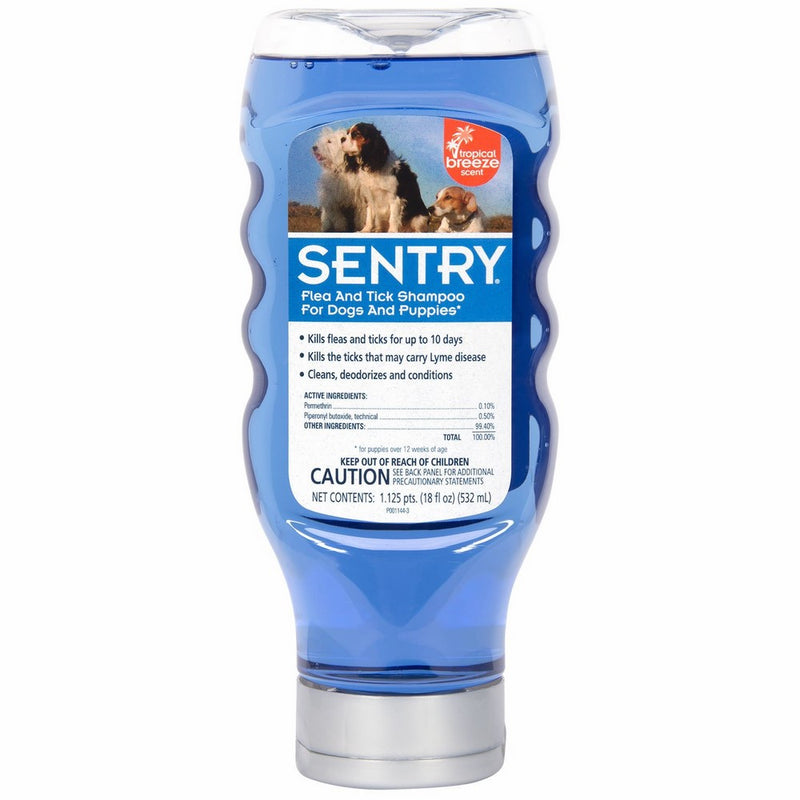 SENTRY Flea and Tick Shampoo for Dogs and Puppies, Tropical Breeze, 18 oz