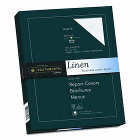 Southworth 25% Cotton Business Coverstock, 8.5" x 11", 65 lb, Linen Finish, White, 100 Sheets (Z550CK)
