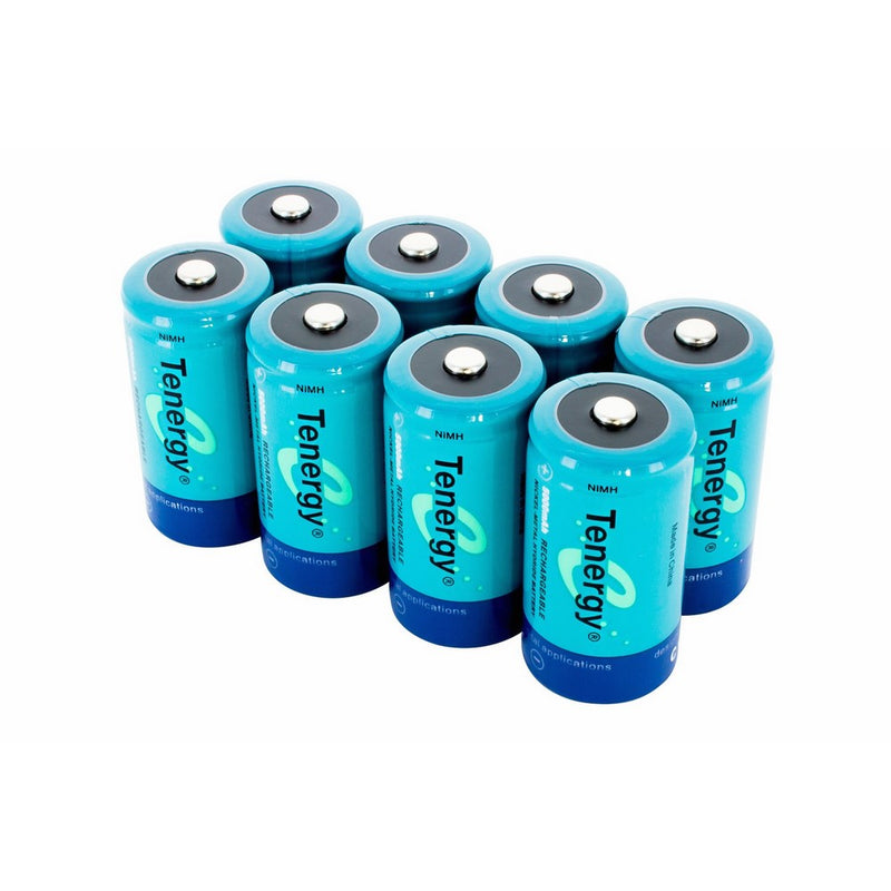 8 pcs of Tenergy C Size 5000mAh High Capacity High Rate NiMH Rechargeable Batteries