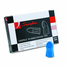 Swingline Gripeez Rubber Finger Tips, Size 11 1/2, Medium, Blue, 12/Box (54019)