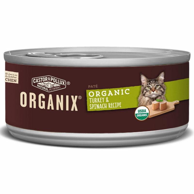 Castor & Pollux Organix Turkey and Spinach Adult Cat Food, 5.5 Ounce Cans (Pack of 24)