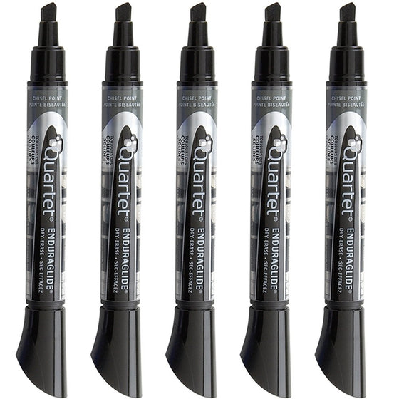 Quartet Dry Erase Markers, EnduraGlide, Chisel Tip, BOLD COLOR, Black, 12 Pack (5001-2M)