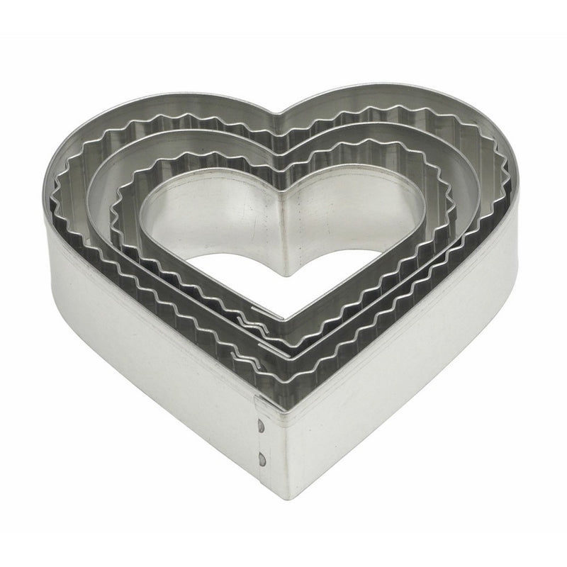 Mrs. Anderson's Baking 42155 Cookie and Fondant Cutters, Graduated Crinkle Hearts, 5-Piece Set with Storage Tin