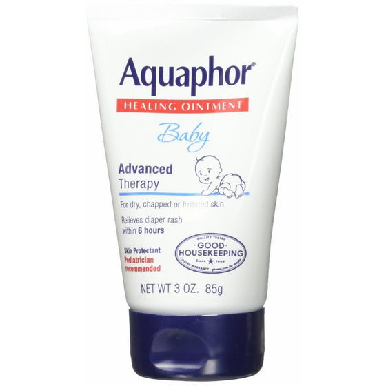 Aquaphor Baby Advanced Therapy Healing Ointment Skin Protectant 3 Ounce Tube (Pack of 3) - Pediatrician Recommended Brand