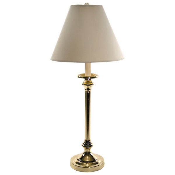 LEDU 27-Inch High Candlestick Table Lamp with Mushroom Shade, Polished Brass (L9081)