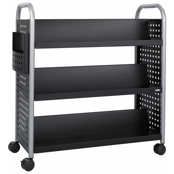 Safco Products 5335BL Scoot Double-Sided Book Cart, 6 Shelf, Black