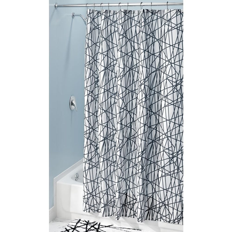 InterDesign Abstract Fabric Shower Curtain, 72" x 72", Black/White