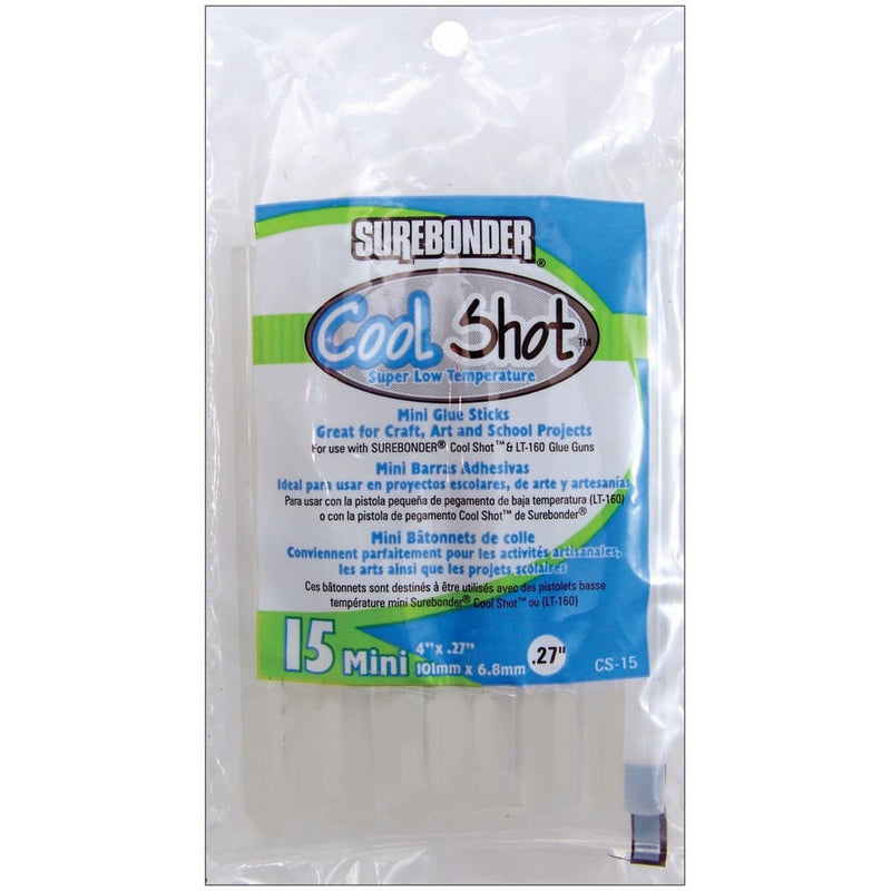 Surebonder CS15 CoolShot Low Temp Glue Sticks, 4", 15 per Pack (FPRCS15)