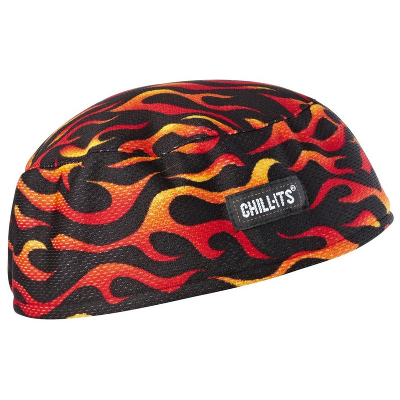 Chill-Its 6630 Absorptive Moisture-Wicking Skull Cap, Flames