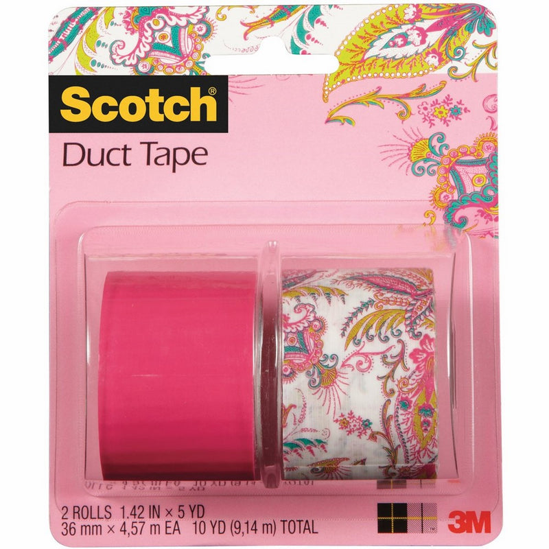 Scotch Duct Tape, Paisley Princess and Hot Pink, 1.42-Inch by 5-Yard, 2-Roll
