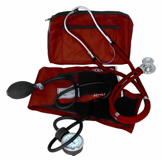 Dixie EMS Blood Pressure and Sprague Stethoscope Kit, Burgundy