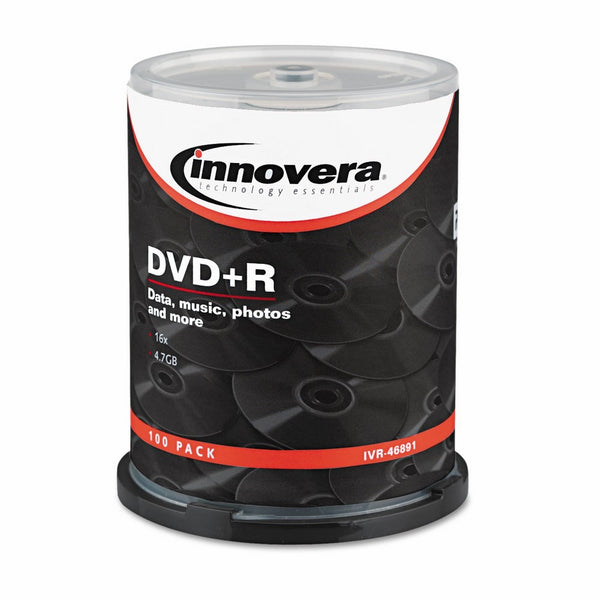 Innovera 46891 DVDR 4.7GB 16X Discs with Spindle, Silver, 100 per Pack