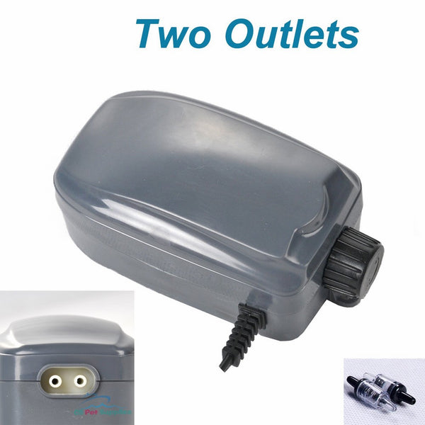 SunSun YT-302C 3W 3-LPM Aquarium Air Pump with 2 Outlets, 60 gallon