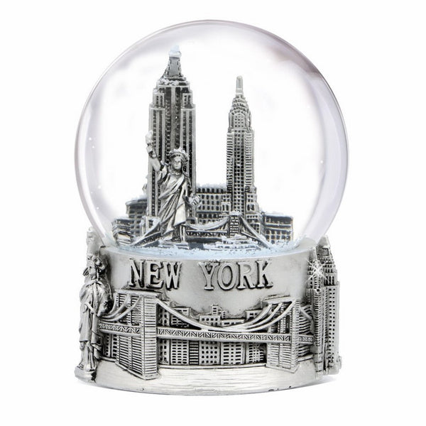 Silver New York City Snow Globe 4.5 Inch Tall, NYC Snow Globes Collection