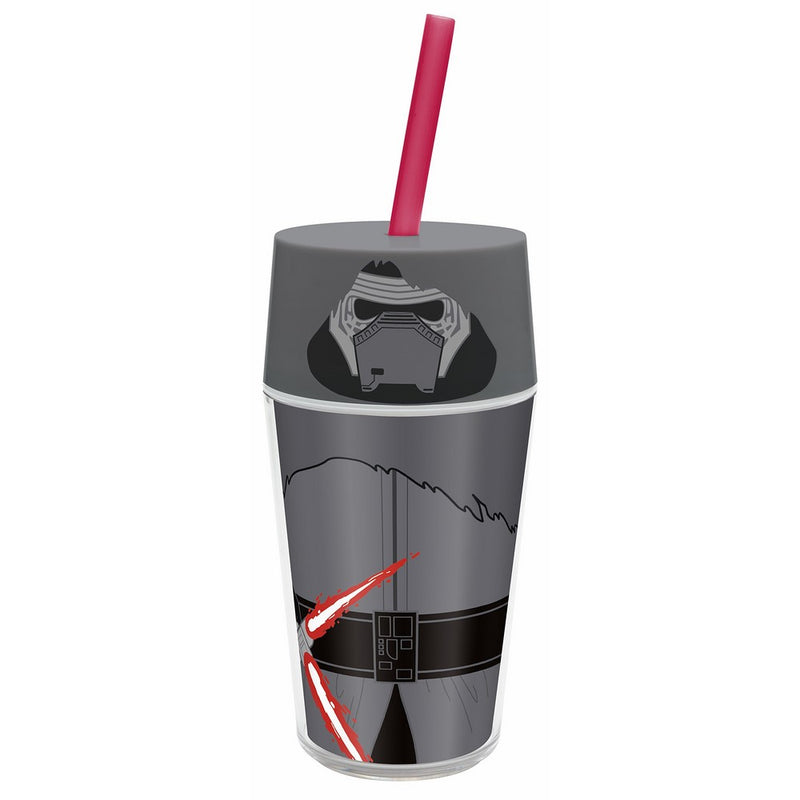 Zak! Designs Insulated Iconic Tumbler with Screw-on Lid and Straw featuring Kylo Ren from Star Wars The Force Awakens, Double Wall Construction, BPA-free Plastic, 13 oz.