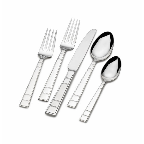 Mikasa 5154351 Clover 65-Piece Stainless Steel Flatware Set with Serveware, Service for 12