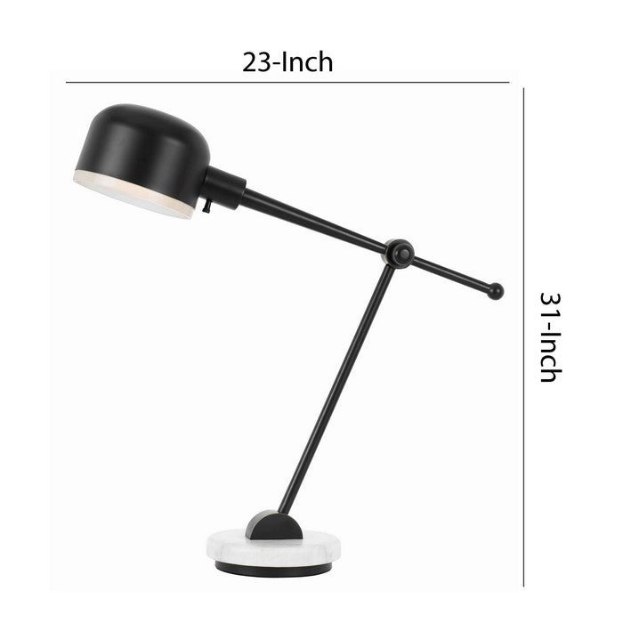 60 Watt Metal Frame Desk Lamp with Adjustable Head, Black and White