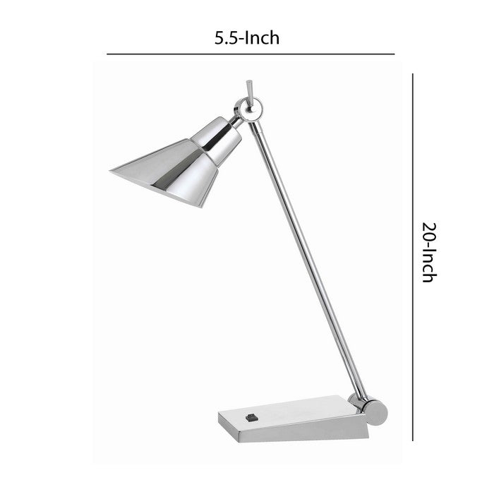 Adjustable Metal LED Desk Lamp with Rocker Switch, Chrome