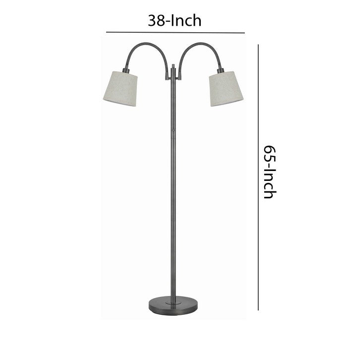 40 X 2 Watt Metal Frame Floor Lamp with Gooseneck, Off White and Gray