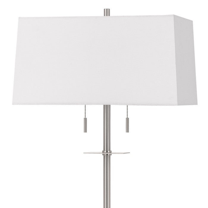 Metal Table Lamp with Stalk Support and Pull Chain Switch, Silver