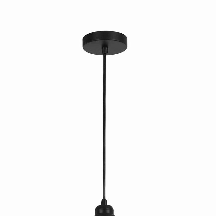 60 Watt Metal Frame Pendant with Rippled Glass Shade, Beige and Black