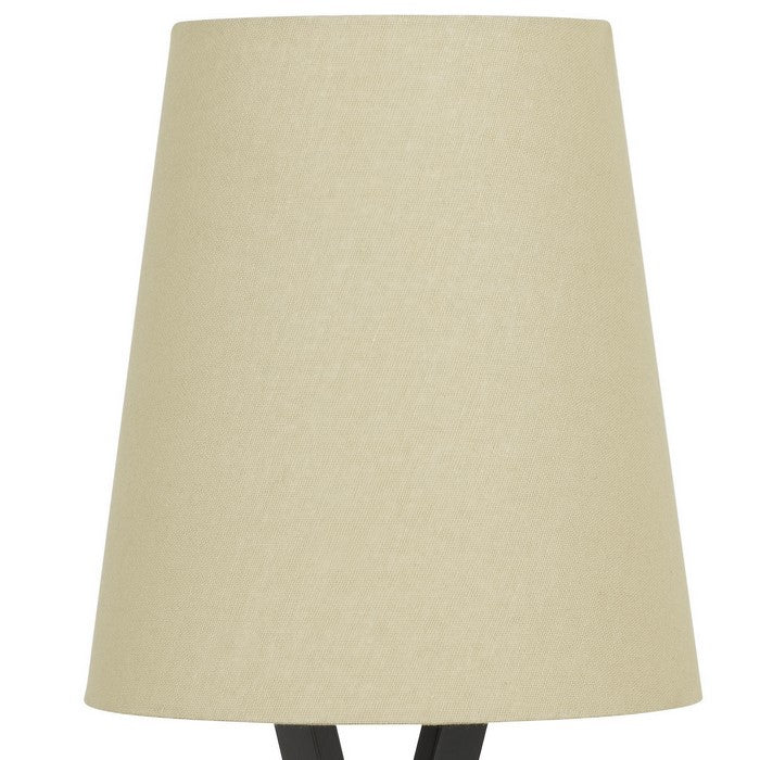 60 Watt Metal Desk Lamp with Tapered Fabric Shade, Beige and Dark Bronze