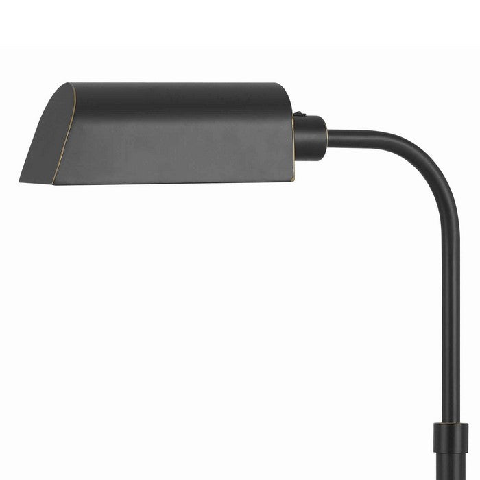 Integrated LED Metal Desk Lamp with Stalk Support and Block Base, Black