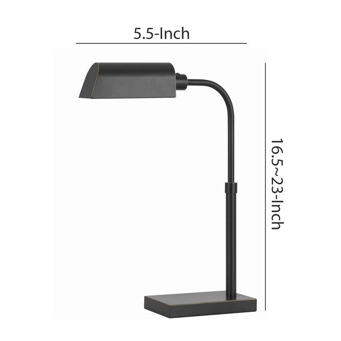 Integrated LED Metal Desk Lamp with Stalk Support and Block Base, Black