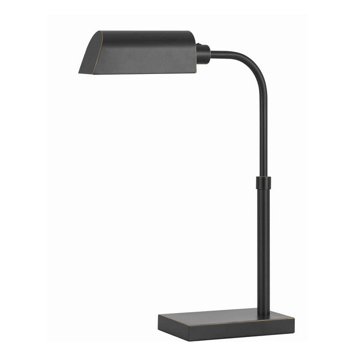 Integrated LED Metal Desk Lamp with Stalk Support and Block Base, Black