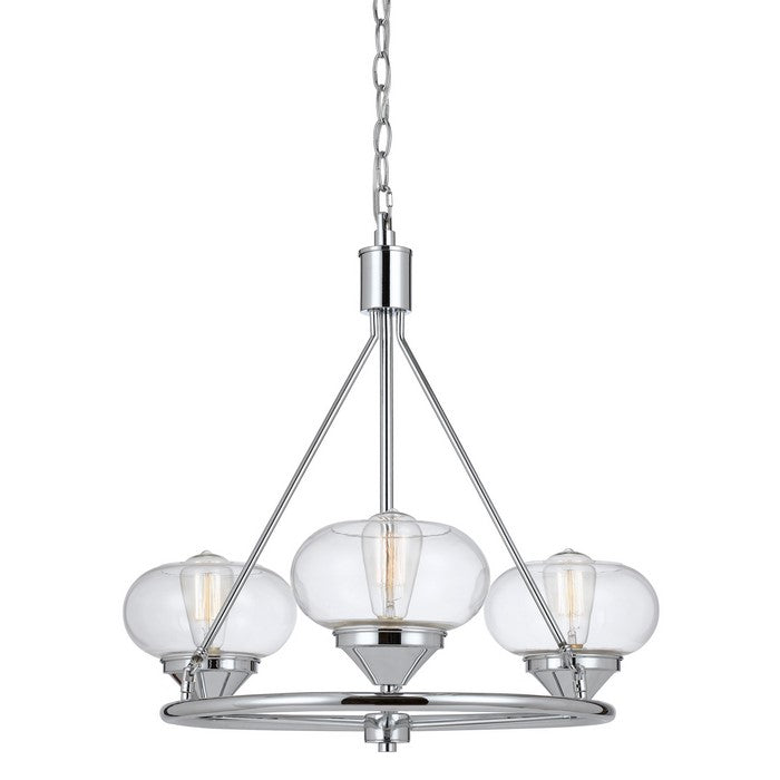 60 X 3 Watt Metal and Glass Chandelier with 6 Foot Chain, Chrome