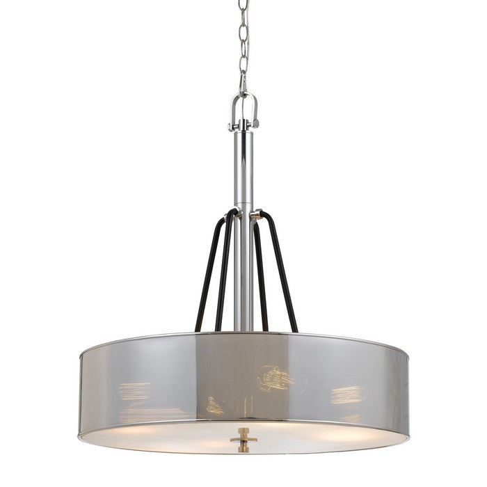 60 X 4 Watt Metal and Glass Pendant Fixture with 6 Foot Chain, Chrome