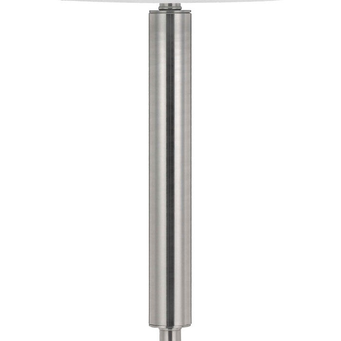 100 Watt Metal Frame Night Stand Lamp with Fabric Shade, White and Silver