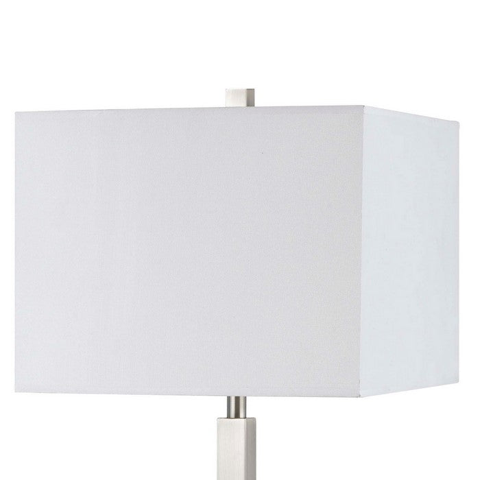 60 X 2 Watt Metal Night Stand Lamp with Power Outlets, White and Silver