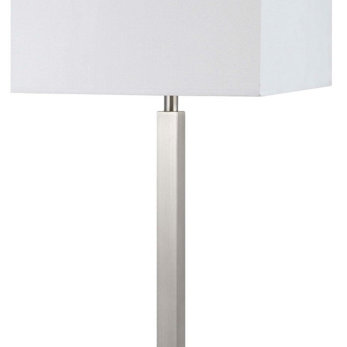 60 X 2 Watt Metal Night Stand Lamp with Power Outlets, White and Silver