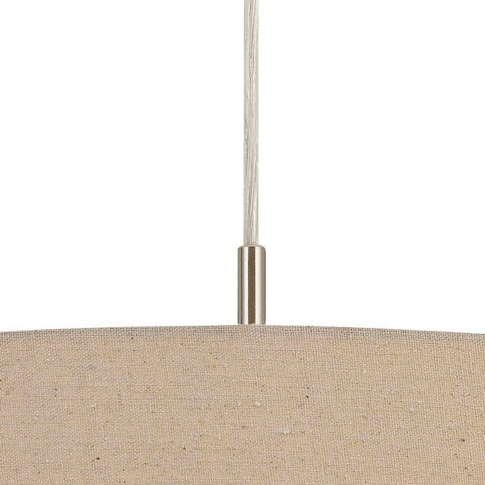 60W x 3 Drum Shade Pendant Fixture, Beige and Silver