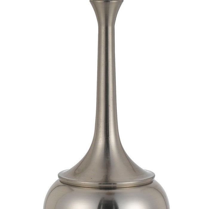 Elongated Bellied Shape Metal Accent Lamp with Drum Shade, Silver