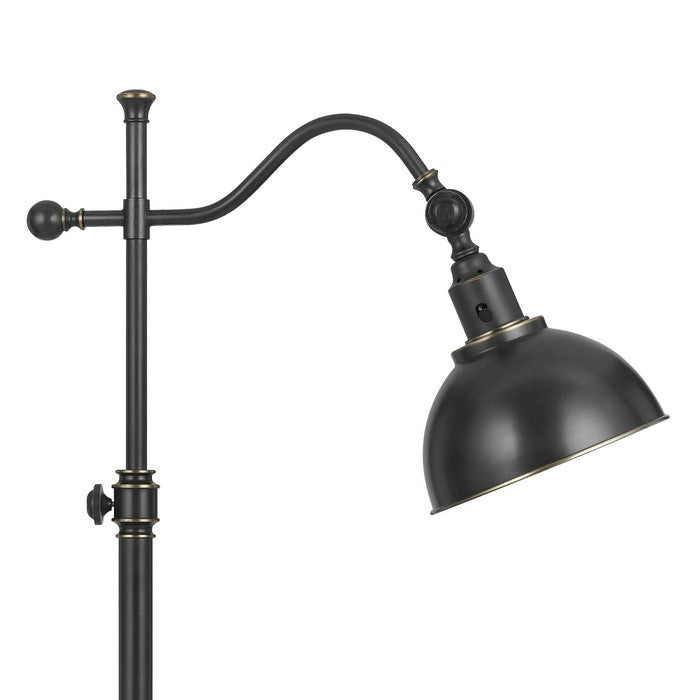 Metal Table Lamp with Adjustable Height and Round Base, Black