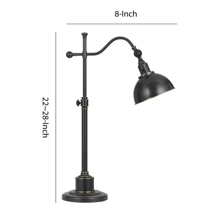 Metal Table Lamp with Adjustable Height and Round Base, Black