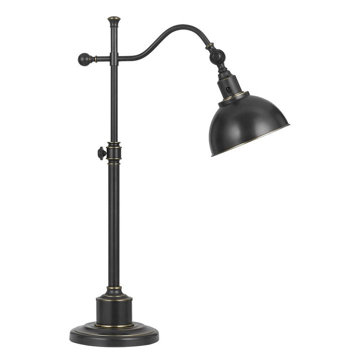 Metal Table Lamp with Adjustable Height and Round Base, Black