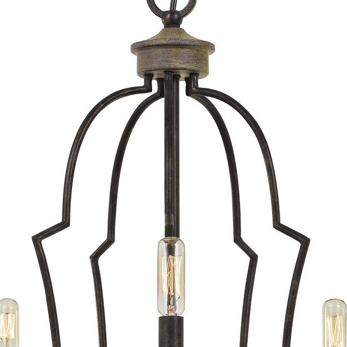 Sculpted Metal Frame Chandelier with Candelabra Base Sockets, Black
