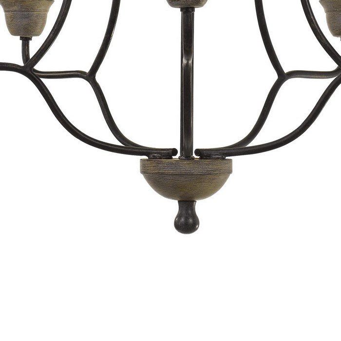 Sculpted Metal Frame Chandelier with Candelabra Base Sockets, Black