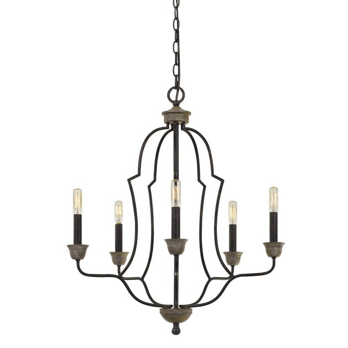 Sculpted Metal Frame Chandelier with Candelabra Base Sockets, Black