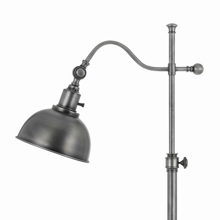 Metal Table Lamp with Adjustable Head and Height, Antique Silver