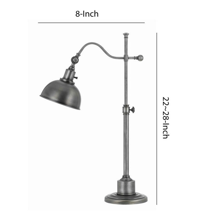 Metal Table Lamp with Adjustable Head and Height, Antique Silver