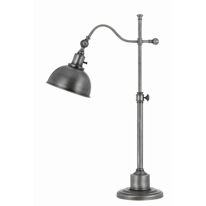 Metal Table Lamp with Adjustable Head and Height, Antique Silver