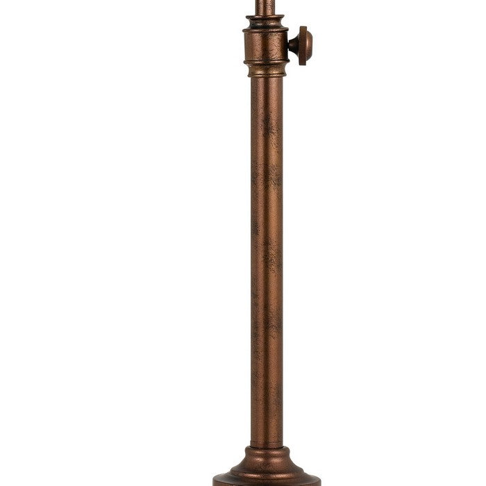 Metal Table Lamp with Stalk Support and Pedestal Base, Rustic Bronze