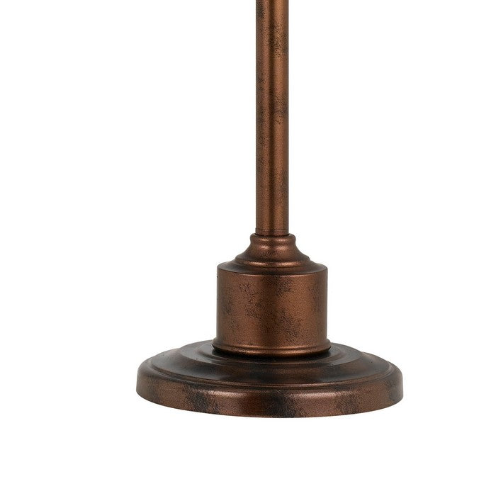 Metal Table Lamp with Stalk Support and Pedestal Base, Rustic Bronze