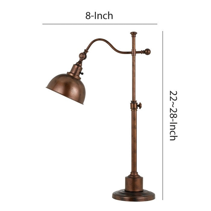 Metal Table Lamp with Stalk Support and Pedestal Base, Rustic Bronze
