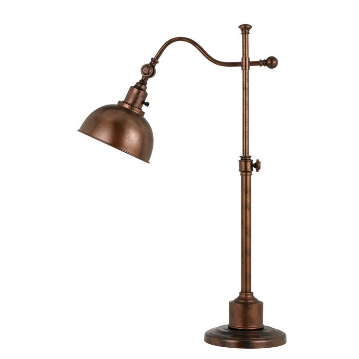 Metal Table Lamp with Stalk Support and Pedestal Base, Rustic Bronze