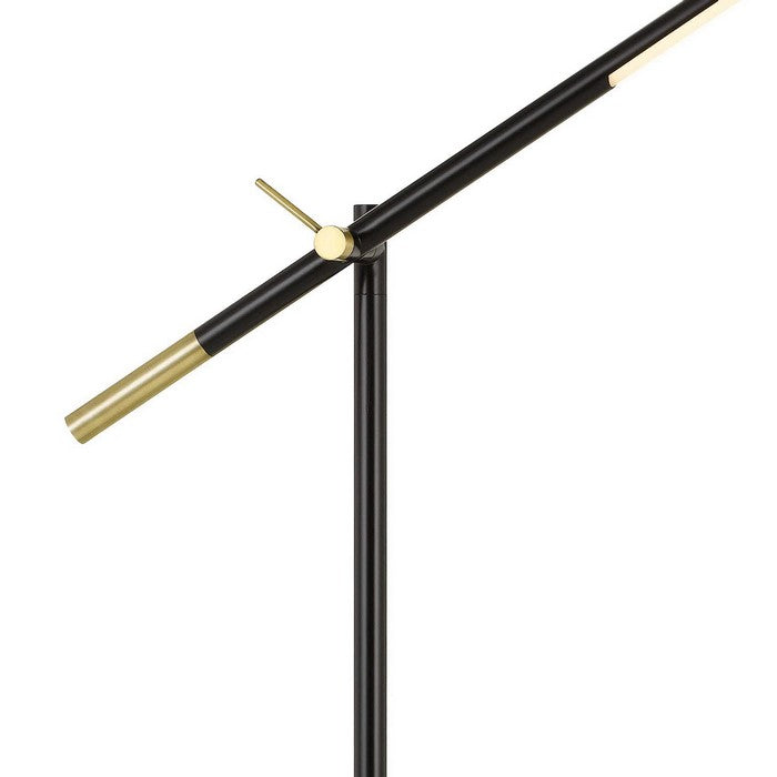 10 Watt Adjustable Metal Frame Floor Lamp, Black and Brass